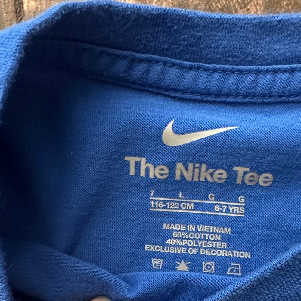 Nike Boys Blue Just Do It Baseball T-Shirt Graphic Tee Youth Athletic Top - Picture 2 of 4
